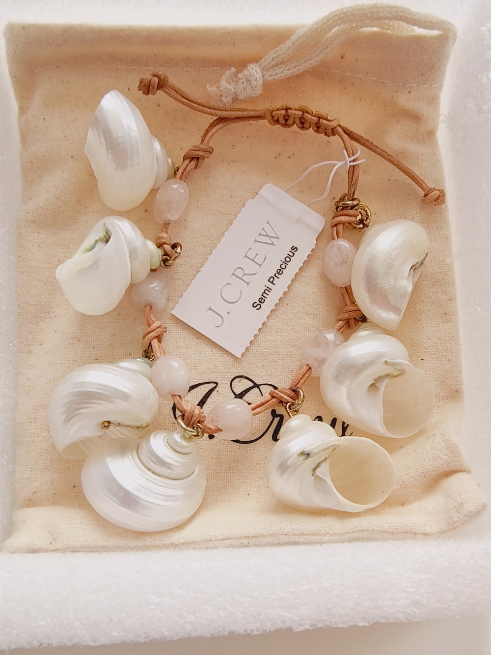 NWT J.Crew Semi Precious White Shell Statement Bracelet